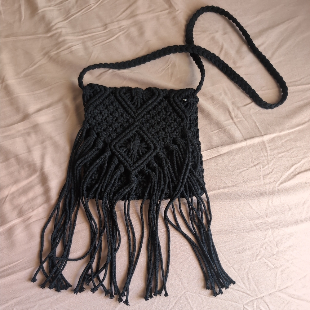 Black Fringe Crossbody Bag